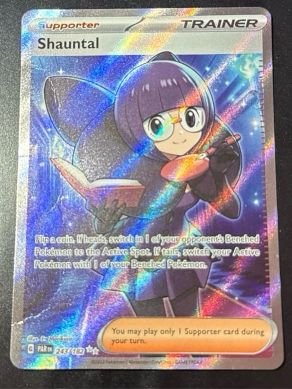 Shauntal Trainer 243/182 Ultra Rare HoloFoil Full Art 2023 Damaged Creased Parad